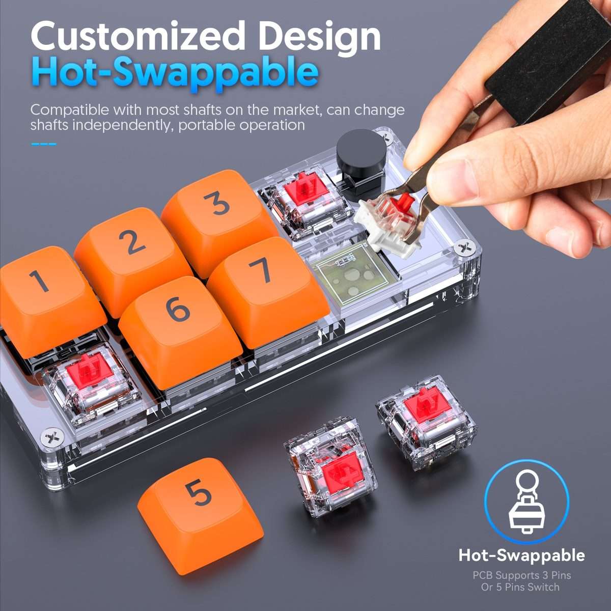MKESPN Shortcut Macro Defined Wired Samll Keypad Single Handed Gaming Keyboard(White)
