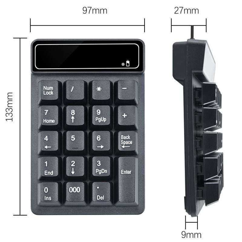 K3 19 Key 2.4G Wireless Mini Digital Keyboard Suspension Machinery Keypad(Black)