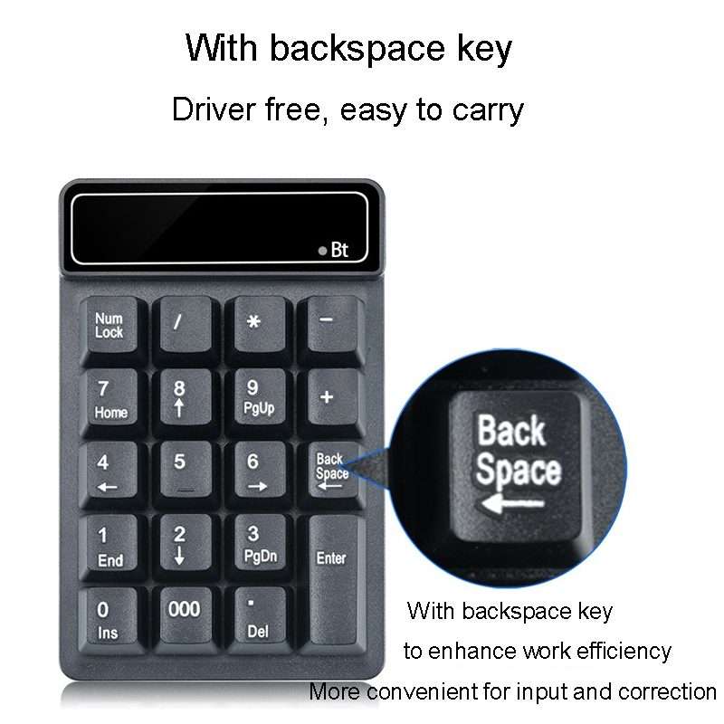 K6 19 Key Mini Wireless Bluetooth Digital Keyboard Suspended Mechanical Universal Keyp ... (Black)