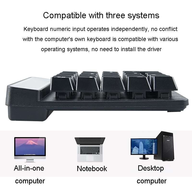 K6 19 Key Mini Wireless Bluetooth Digital Keyboard Suspended Mechanical Universal Keyp ... (Black)