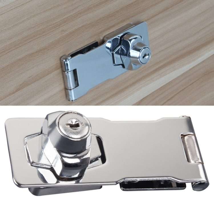 4 inch Interlocking No Hole Hook With Locking Hasp Chest Of Drawers Door Lock With Iron Key