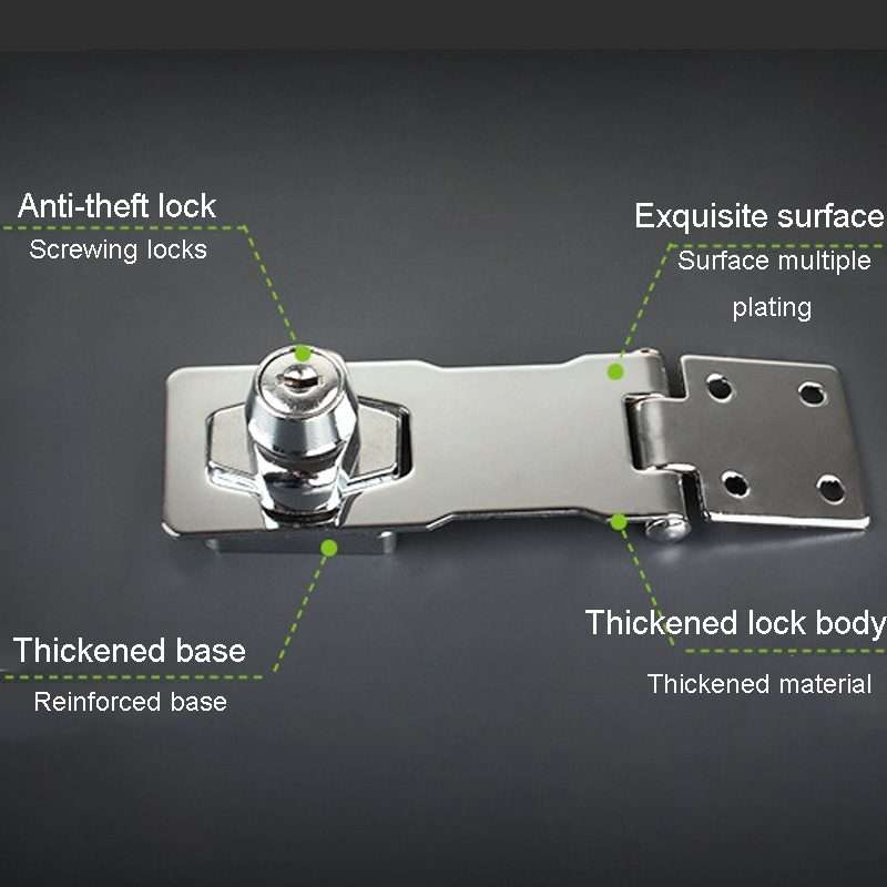4 inch Interlocking No Hole Hook With Locking Hasp Chest Of Drawers Door Lock With Iron Key