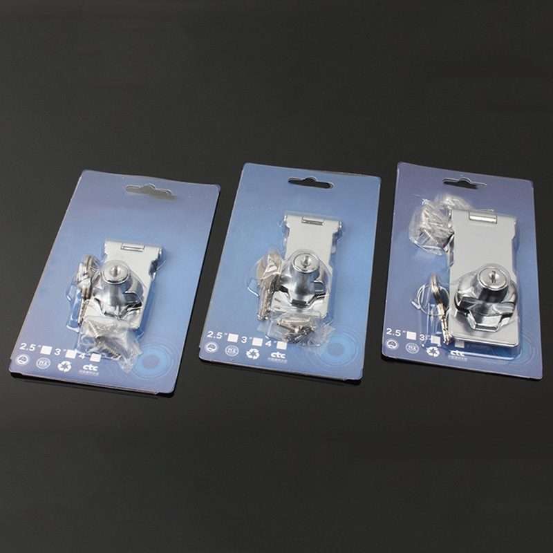 4 inch Interlocking No Hole Hook With Locking Hasp Chest Of Drawers Door Lock With Iron Key