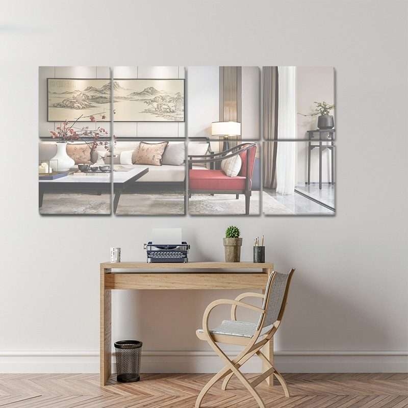 5cm x 5cm Acrylic Mirror Square Stereo Wall Stickers Self-Adhesive Decorative Soft Mi ... (Silver)