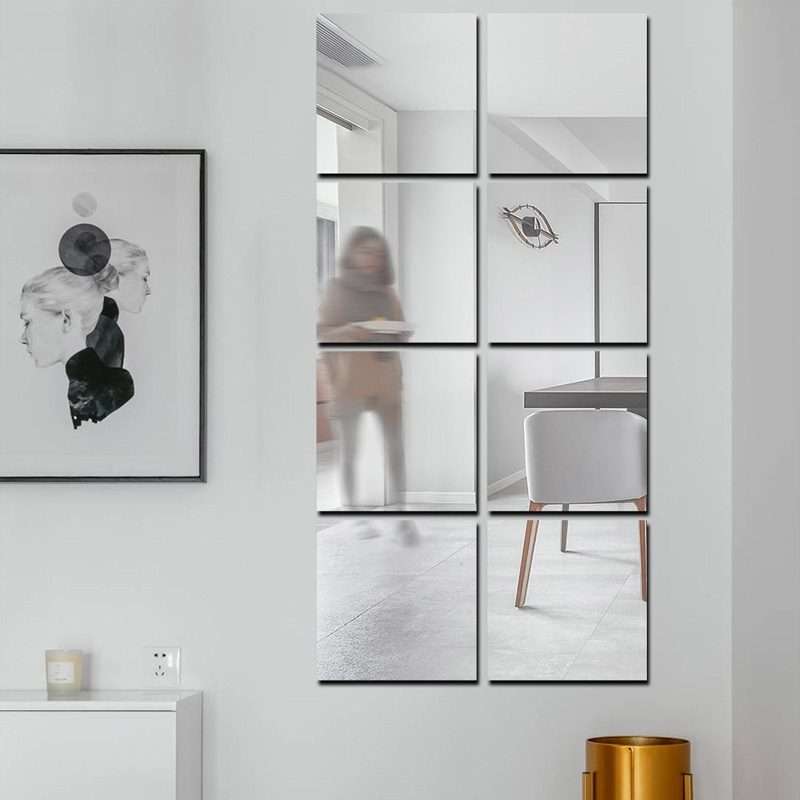 5cm x 5cm Acrylic Mirror Square Stereo Wall Stickers Self-Adhesive Decorative Soft Mir ... (Black)