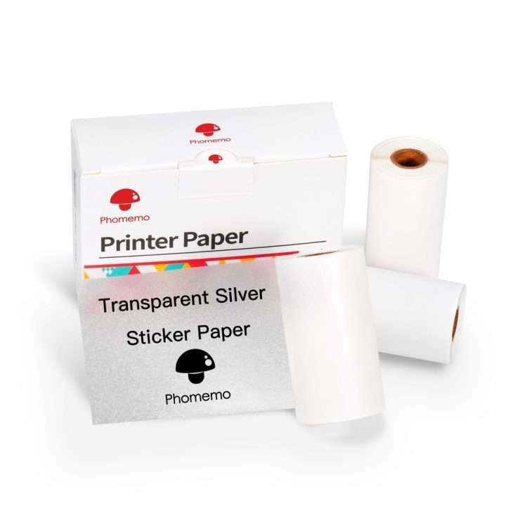 For Phomemo M02 / M02S / M02Pro 3rolls /Pack 50m ... (White Glitter Full Transparent Black Letter)
