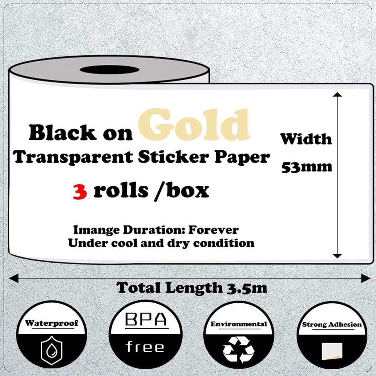 For Phomemo M02 / M02S / M02Pro 3rolls /Pack 50mm Thermal Label Printing Paper For Sticker Printer