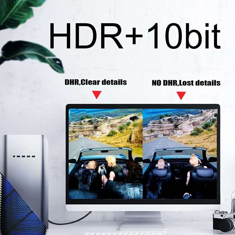 1m DP Cable 8K Computer Monitor Connection Cable 30AWG OD6.3MM With Nylon Mesh(Black Version 1.4)