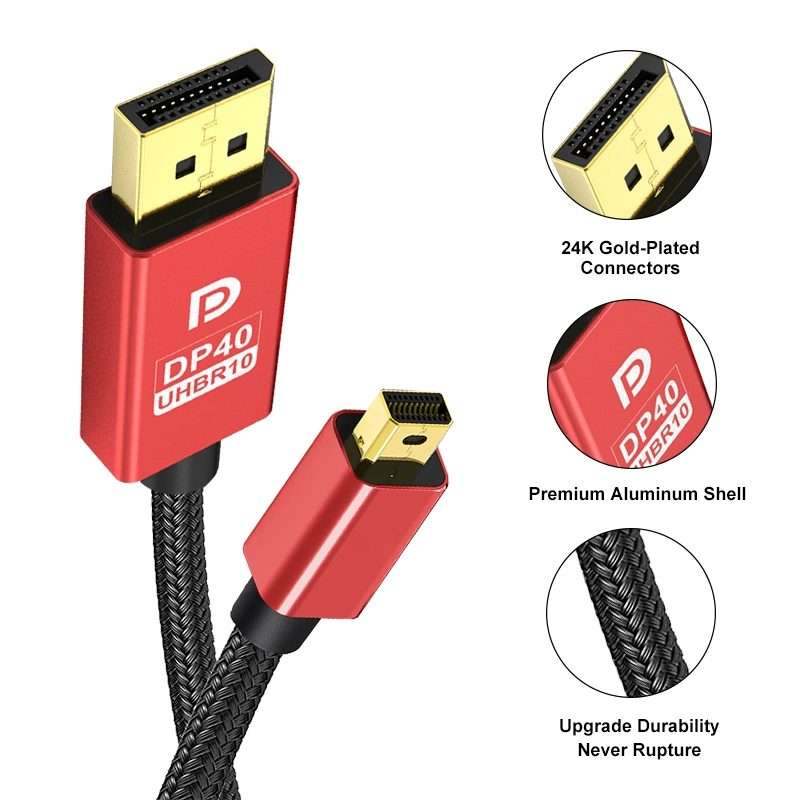 2m Version 2.1 Mini DP To DP Cable Monitor Computer Video Adapter Cable 30AWG OD6.3MM
