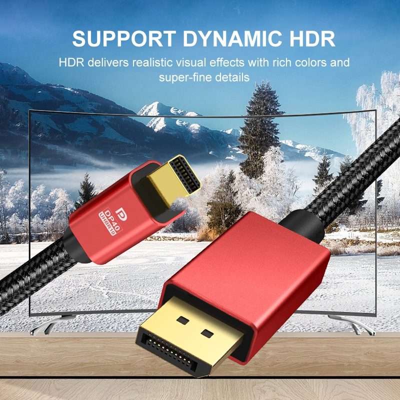 2m Version 2.1 Mini DP To DP Cable Monitor Computer Video Adapter Cable 30AWG OD6.3MM