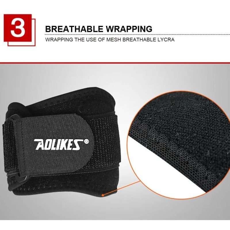 Aolikes Adjustbale Tennis Elbow Support Guard Pads Compression Recovery Forearm Sleeve Band(Black)