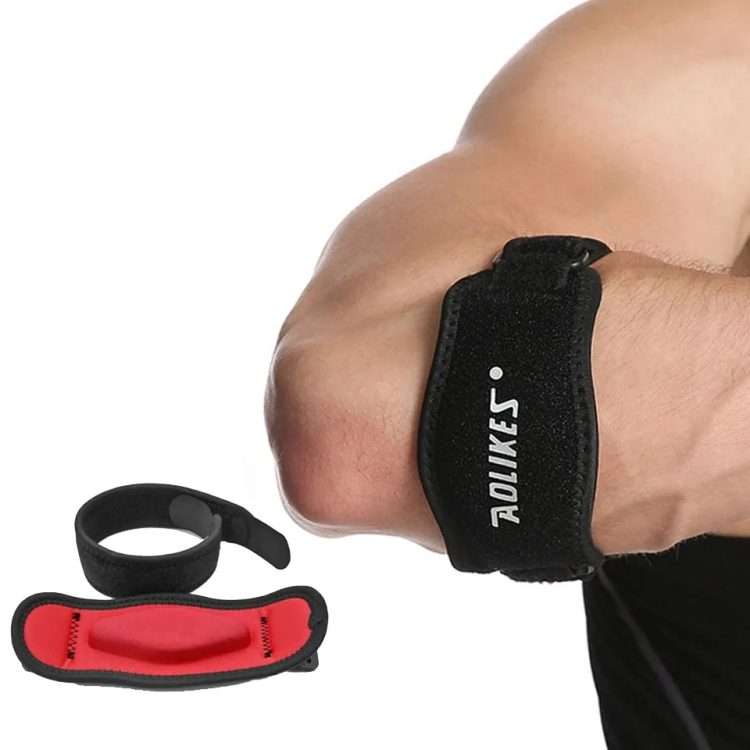 Aolikes Adjustable Elbow Support Basketball Tennis Elbow Pads(Black + Red Inner)