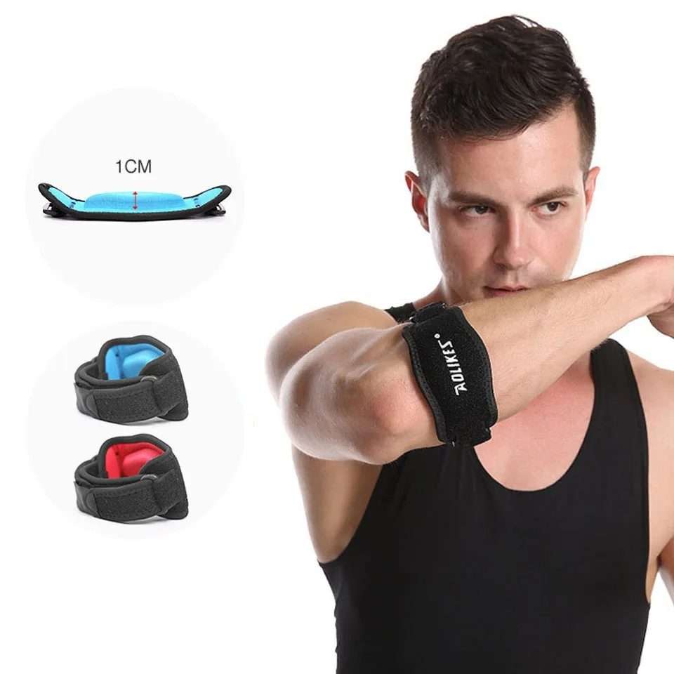 Aolikes Adjustable Elbow Support Basketball Tennis Elbow Pads(Black + Red Inner)