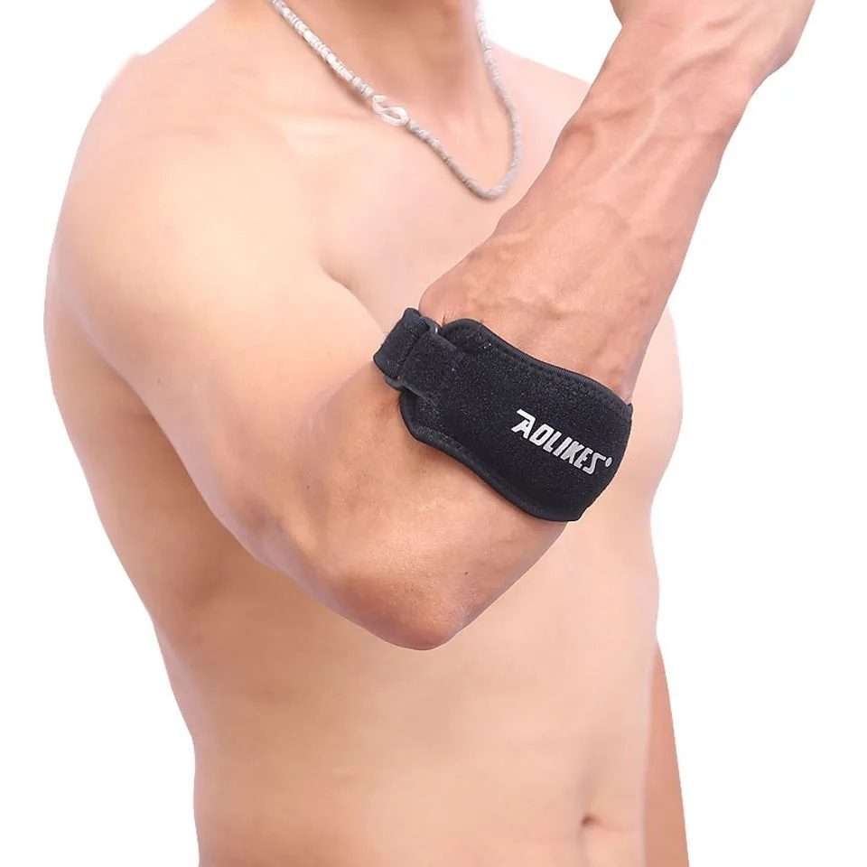 Aolikes Adjustable Elbow Support Basketball Tennis Elbow Pads(Black + Red Inner)