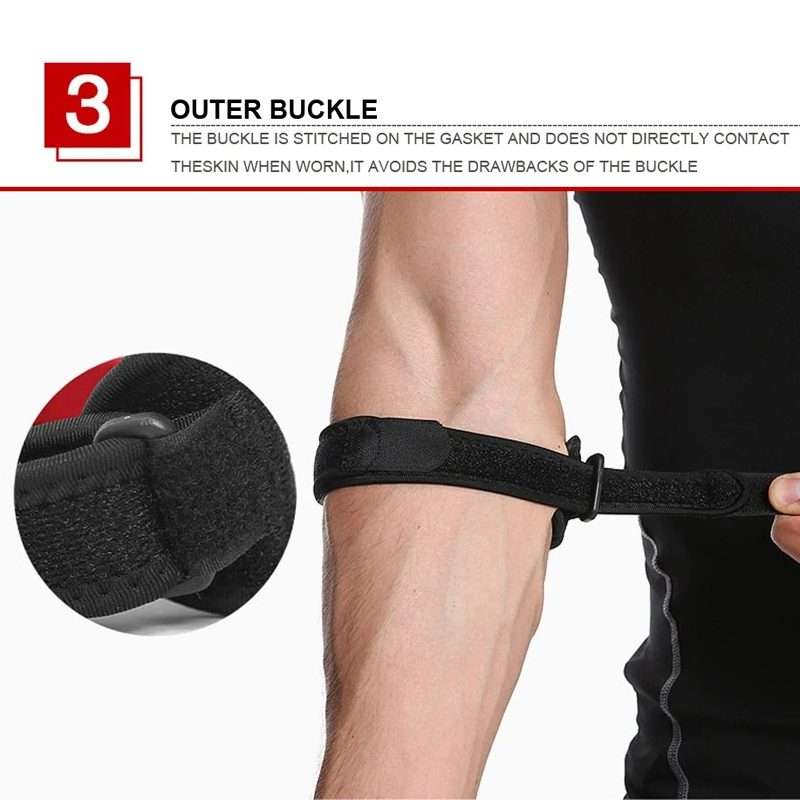 Aolikes Adjustable Elbow Support Basketball Tennis Elbow Pads(Black + Red Inner)