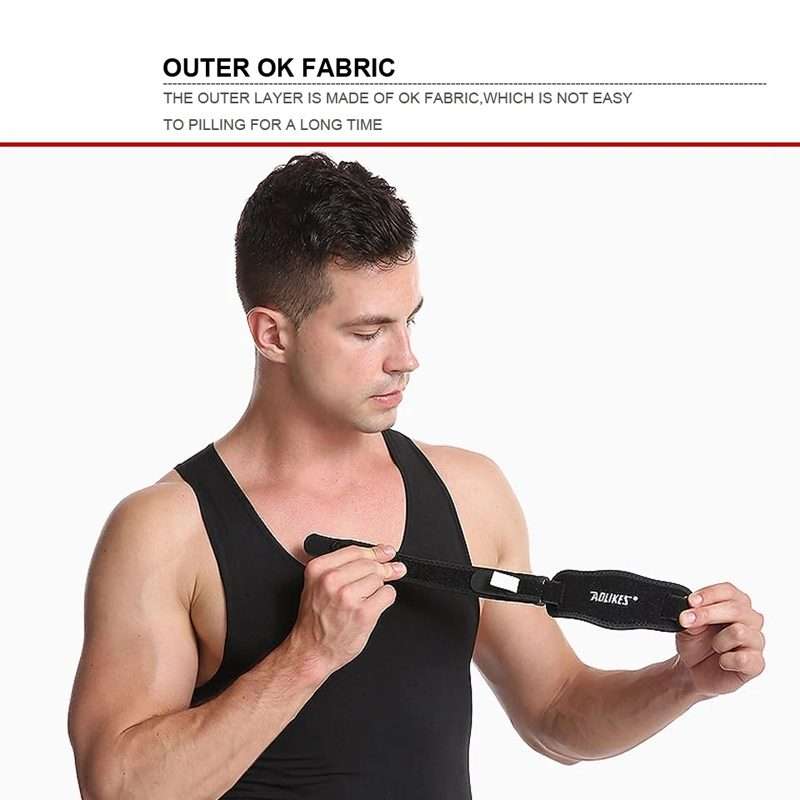 Aolikes Adjustable Elbow Support Basketball Tennis Elbow Pads(Black + Red Inner)