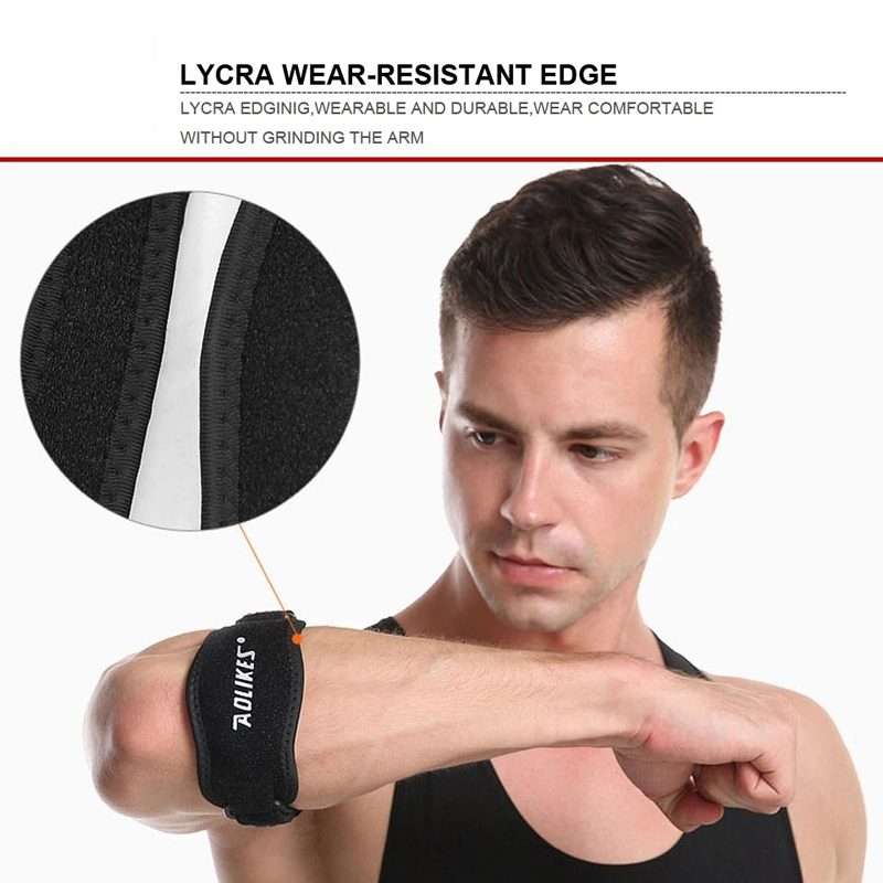 Aolikes Adjustable Elbow Support Basketball Tennis Elbow Pads(Black + Red Inner)