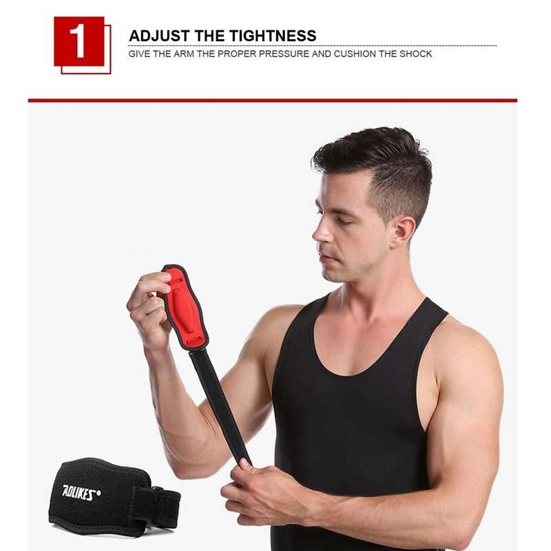Aolikes Adjustable Elbow Support Basketball Tennis Elbow Pads(Black + Dark Gray Inner)