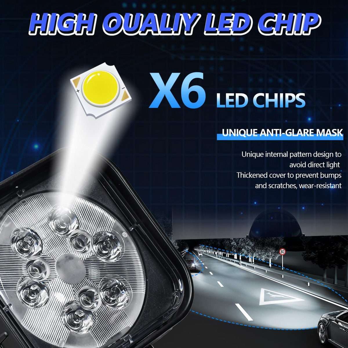 4 Inch Square Mixed Luminous Aluminum Alloy Car Work Light(Sigle)