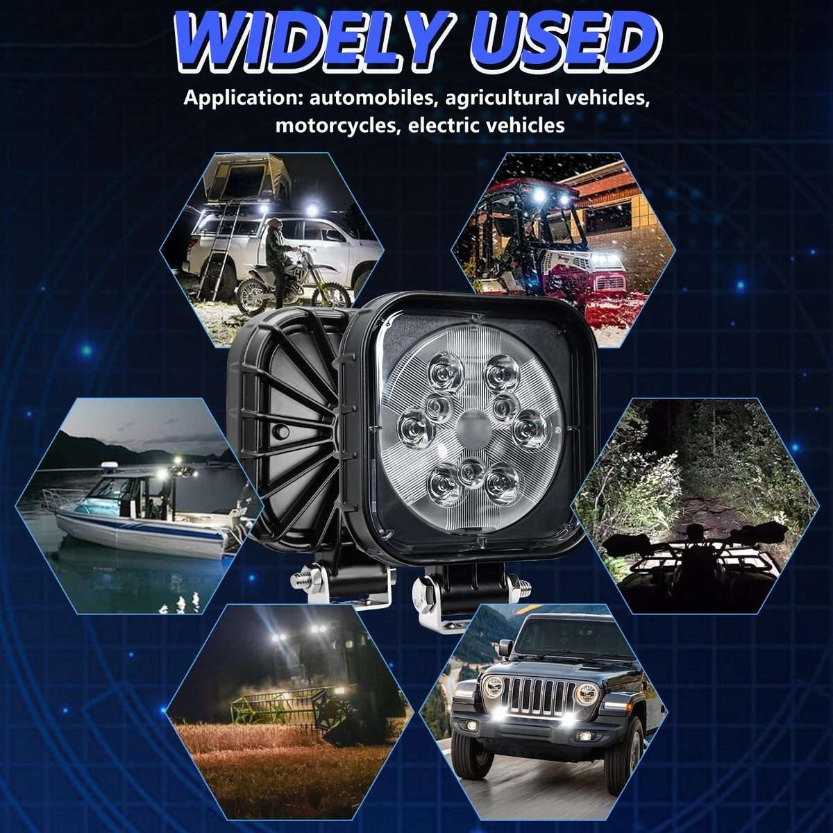 4 Inch Square Mixed Luminous Aluminum Alloy Car Work Light(Sigle)