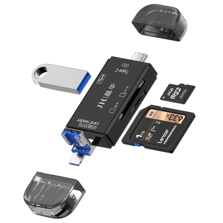 JINGHUA USB2.0 Multi-Function Card Reader SD/TF Dual Card Slot Cell Phone Computer Car ... (Black)