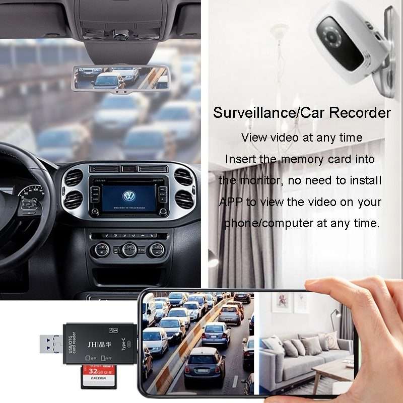 JINGHUA USB2.0 Multi-Function Card Reader SD/TF Dual Card Slot Cell Phone Computer Car ... (Black)