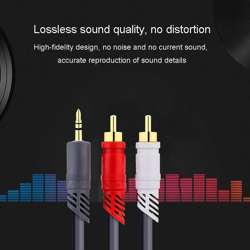 JINGHUA 3.5mm To 2RCA Audio Cable Game Console Outdoor Audio Connection Cable, Size: 3m(Grey)