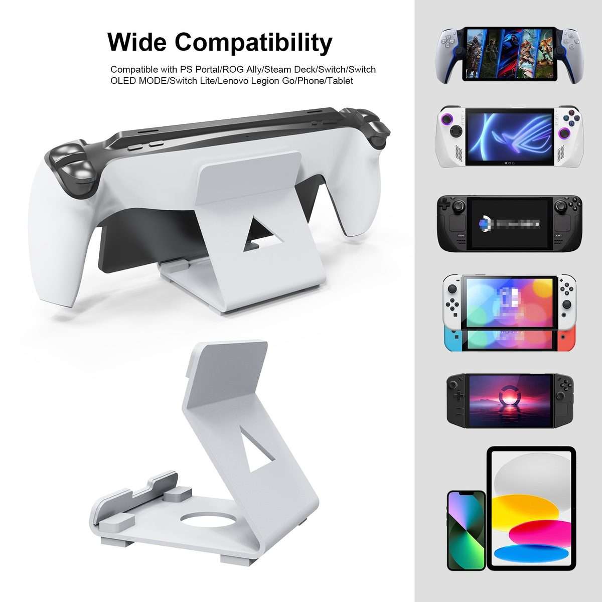 JYS Game Console Desktop Stand For PS Portal / Steam Deck / ROG Ally / Switch / Mobile ... (Black)