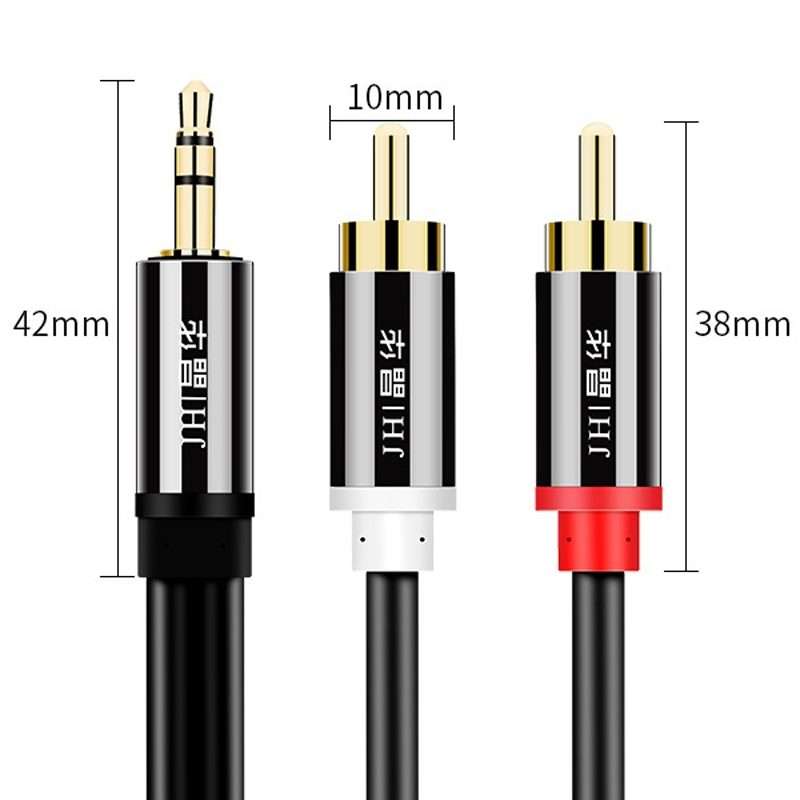 JINGHUA 1 In 2 3.5mm Audio Cable 3.5mm To 2RCA Double Lotus Computer Speaker Cell Phone Plug Cable