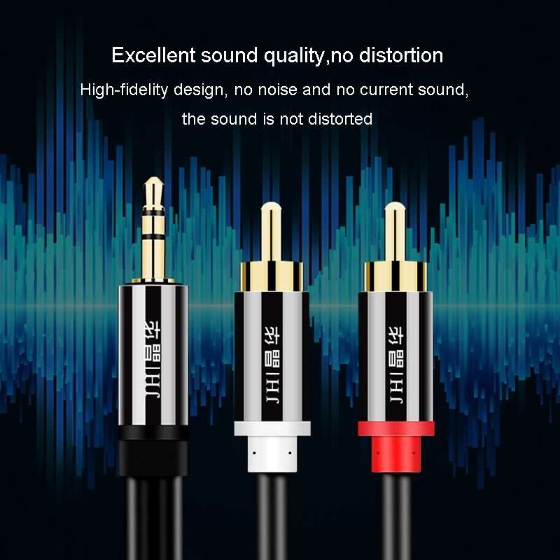 JINGHUA 1 In 2 3.5mm Audio Cable 3.5mm To 2RCA Double Lotus Computer Speaker Cell Phone Plug Cable