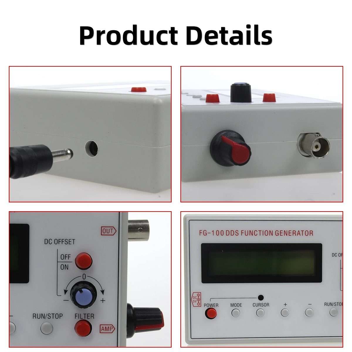 FG-100 1Hz-500kHz DDS Function Signal Generator Frequency Counter(White)