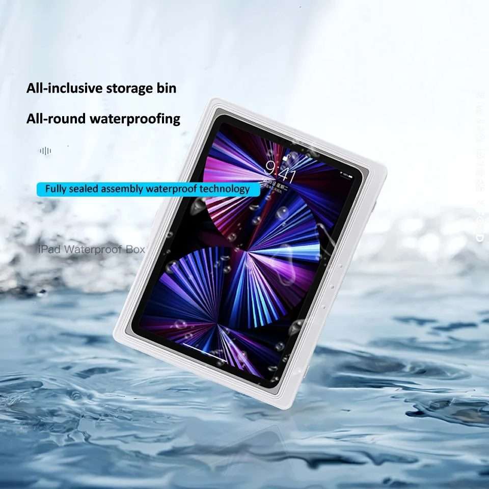 Waterproof Shower Tablet Holder Case Bathroom Kitchen Wall Mount Storage Box For IPad(Black)