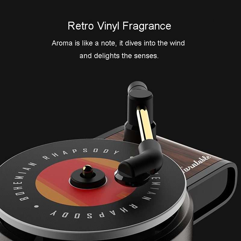 Gramophone+3pcs Refill Aroma Car Aroma Diffuser Air Vent Rotating Retro Gramophone Fragrance Diffu