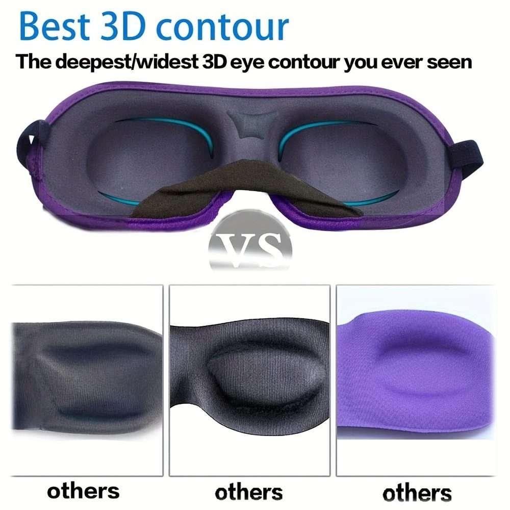 3D Adjustable Silicone Anti-slip Sleep Eye Mask Three-dimensional Memory Foam Eye Pro ... (Purple)