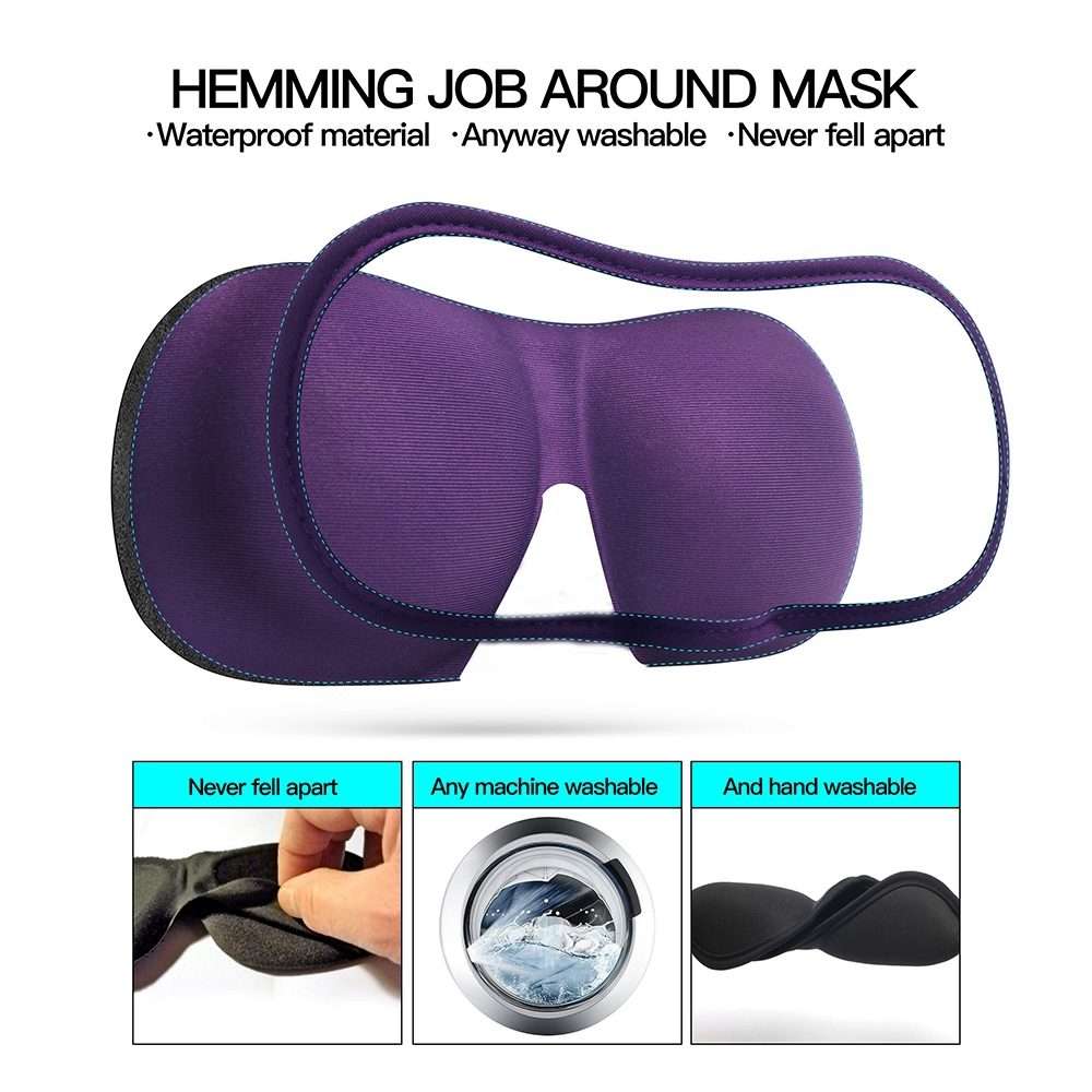 3D Adjustable Silicone Anti-slip Sleep Eye Mask Three-dimensional Memory Foam Eye Pro ... (Purple)