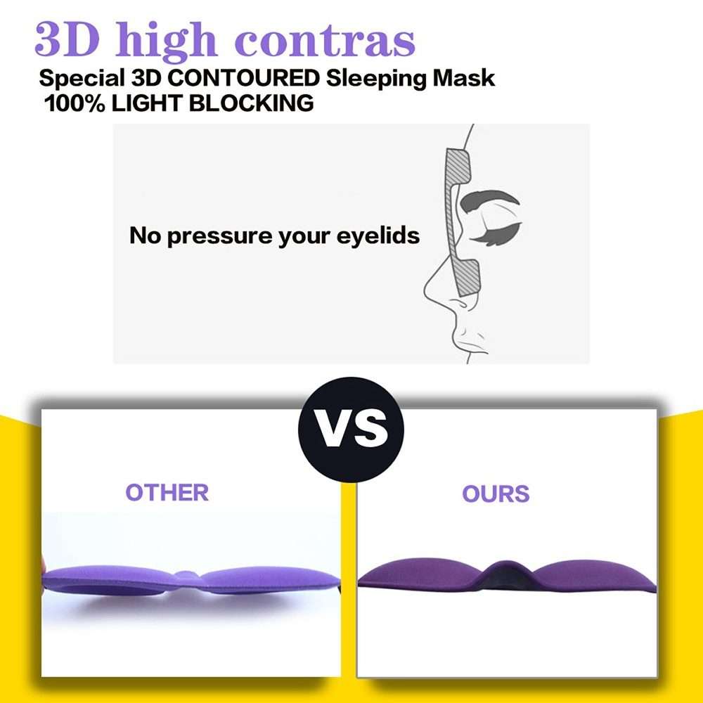 3D Adjustable Silicone Anti-slip Sleep Eye Mask Three-dimensional Memory Foam Eye Pro ... (Purple)