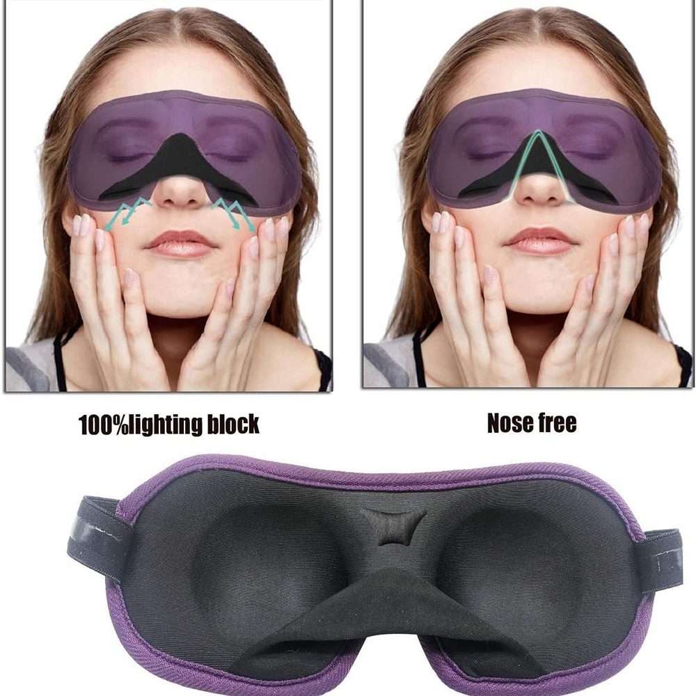 3D Adjustable Silicone Anti-slip Sleep Eye Mask Three-dimensional Memory Foam Eye Pro ... (Purple)