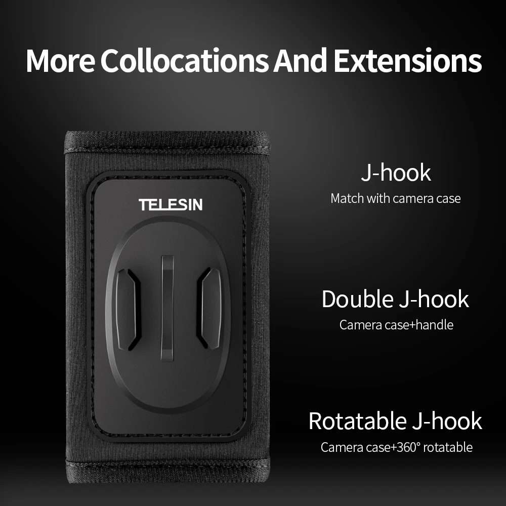 TELESIN Backpack Shoulder Strap Bracket Mount for GoPro Hero / Insta360 / SJCAM / DJI Action Acces