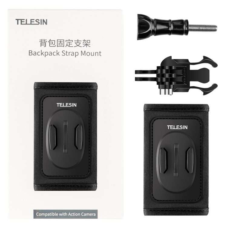 TELESIN Backpack Shoulder Strap Bracket Mount for GoPro Hero / Insta360 / SJCAM / DJI Ac ... Set A