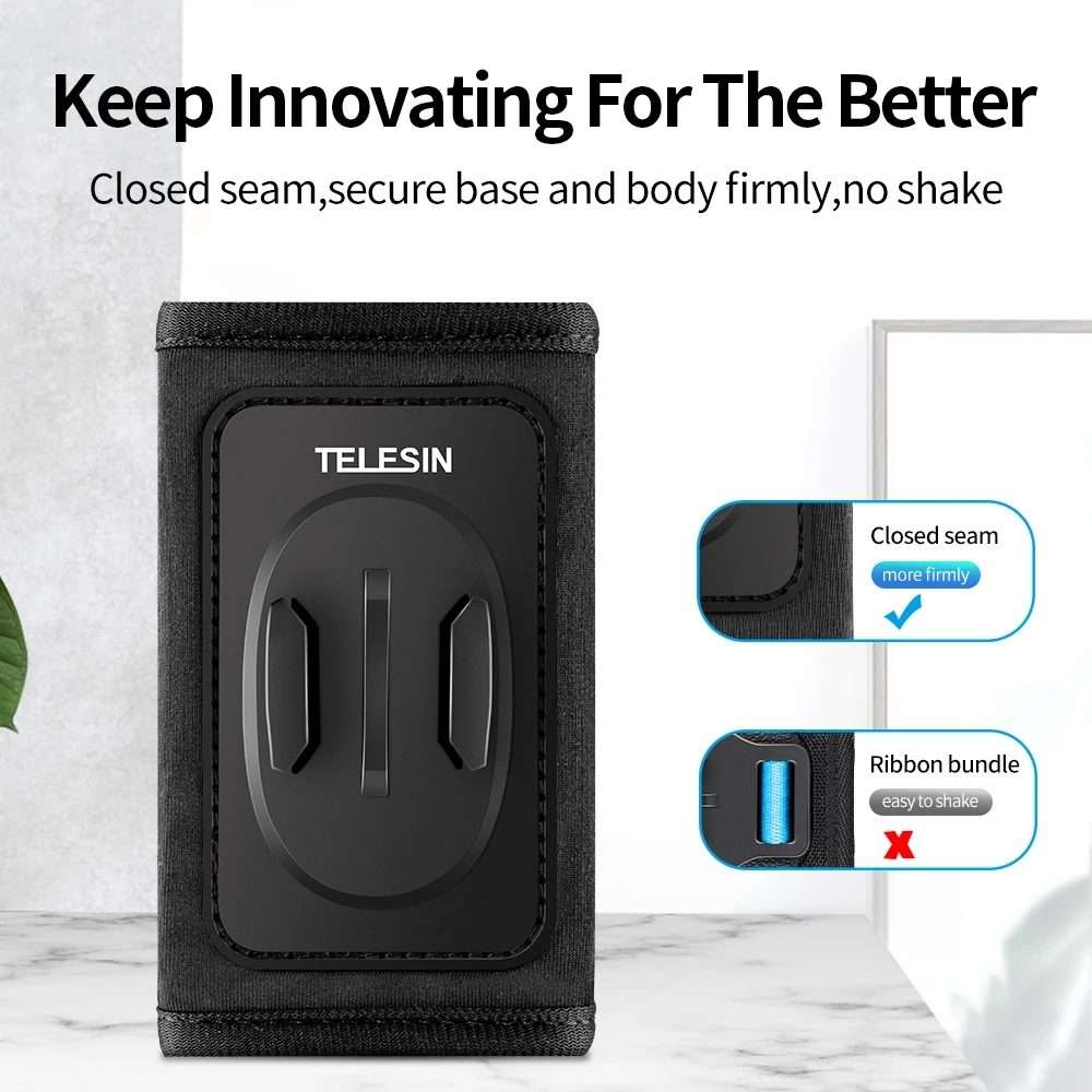 TELESIN Backpack Shoulder Strap Bracket Mount for GoPro Hero / Insta360 / SJCAM / DJI Ac ... Set A