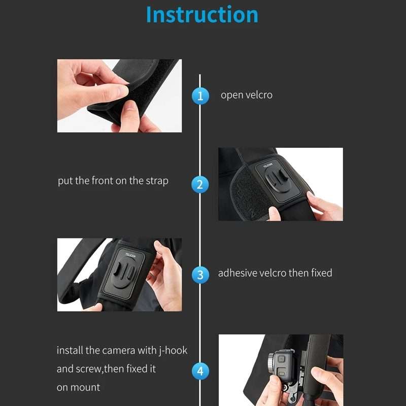 TELESIN Backpack Shoulder Strap Bracket Mount for GoPro Hero / Insta360 / SJCAM / DJI Ac ... Set A