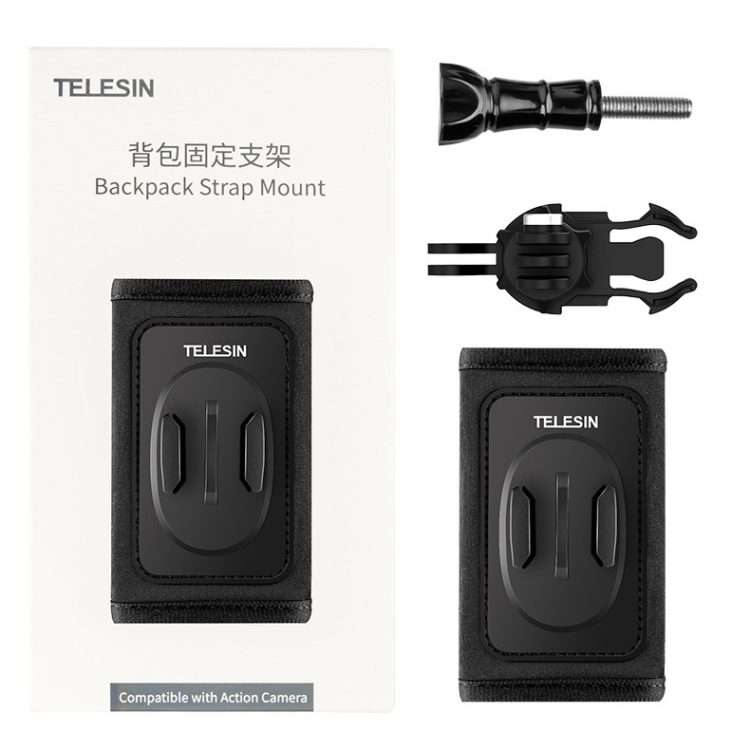 TELESIN Backpack Shoulder Strap Bracket Mount for GoPro Hero / Insta360 / SJCAM / DJI Ac ... Set B