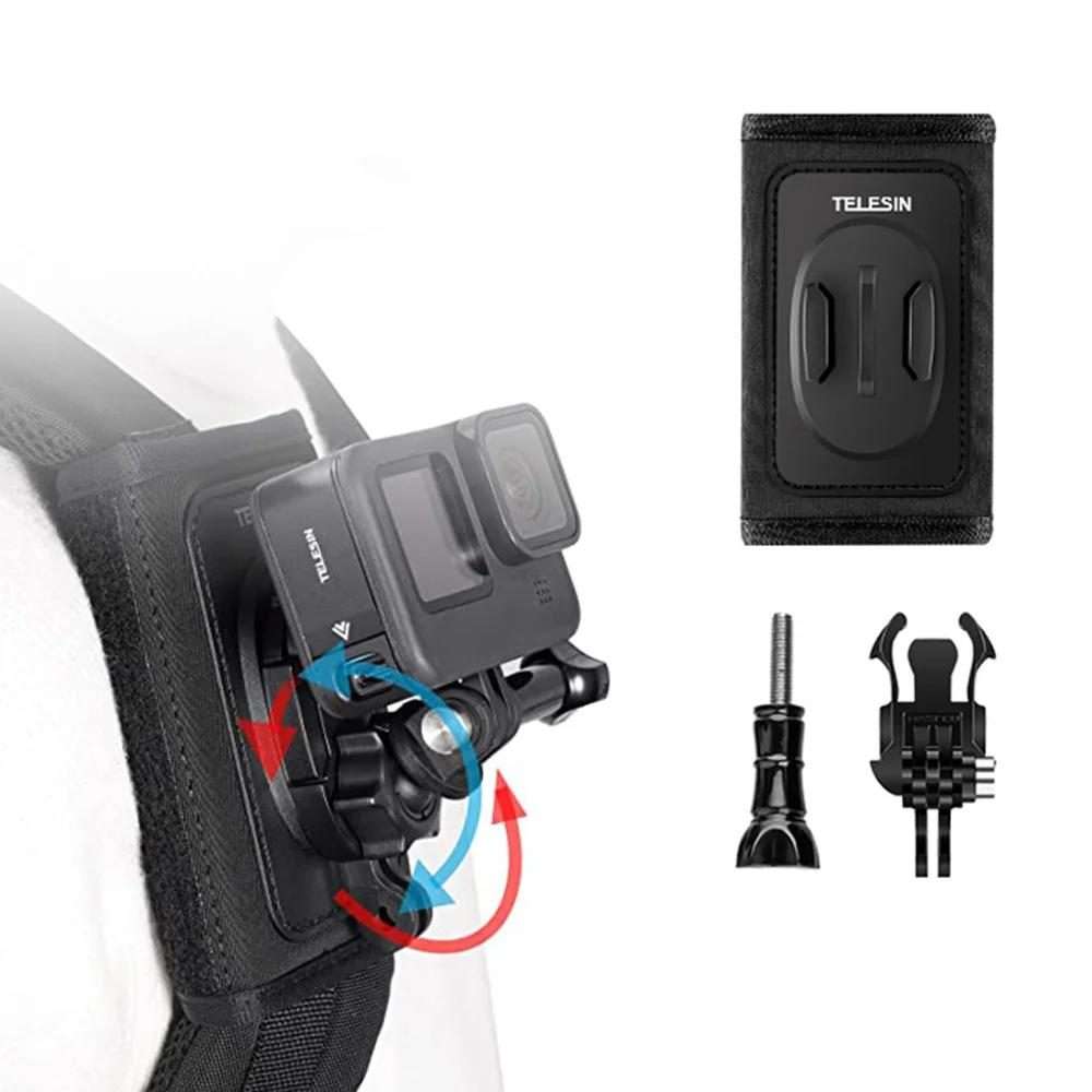 TELESIN Backpack Shoulder Strap Bracket Mount for GoPro Hero / Insta360 / SJCAM / DJI Ac ... Set B