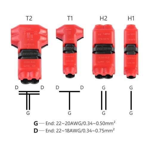 Straight Plug Quick Terminal Block No Strip Multifunctional Wire Connector, Model: H2-T
