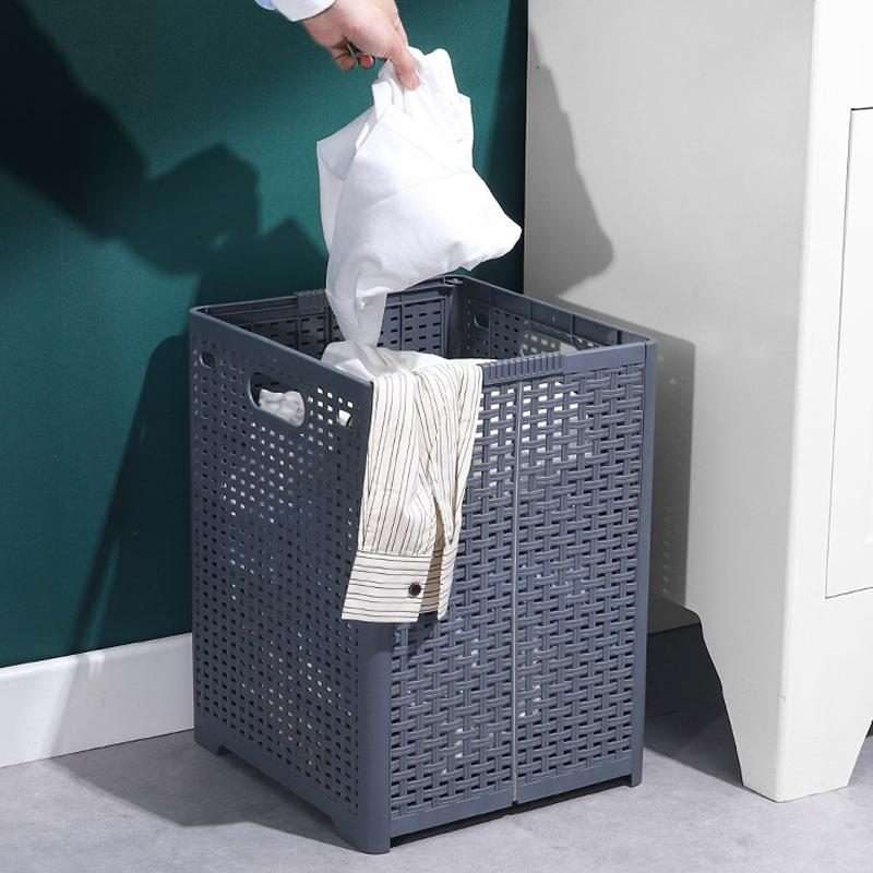 Foldable Dirty Clothes Basket Wall Mounted Bathroom Dirty Clothes Storage Fram ... Plus Large Gray