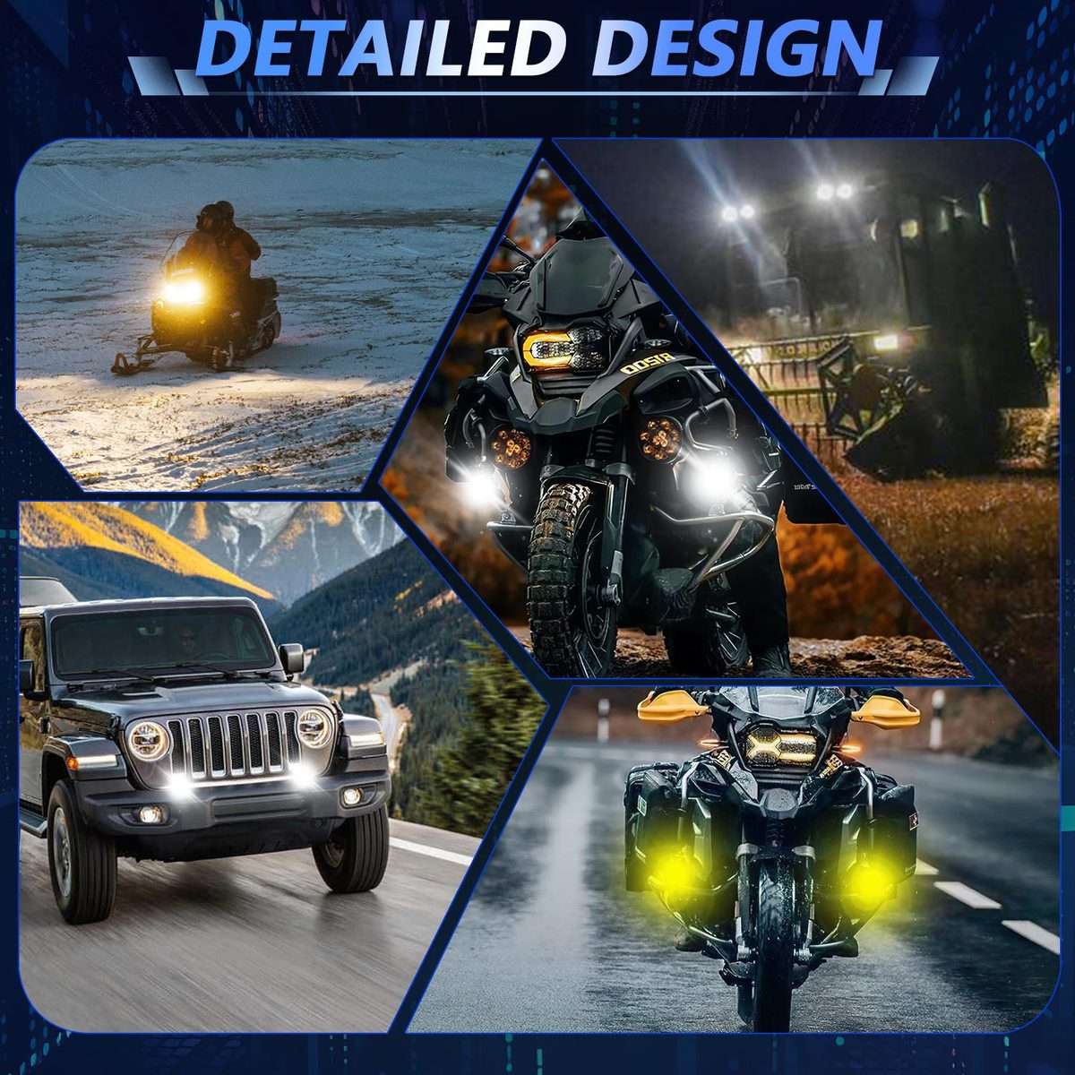 Motorcycle Vehicle Multi-Mode Spotlight Angel Eye Aperture LED Spotlight(M13 1pair)
