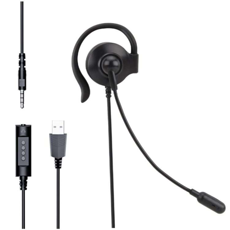 SOYTO SY227 Single-side Operator Ear Hook Headset Corded Computer Headset, Interfaces: Separation