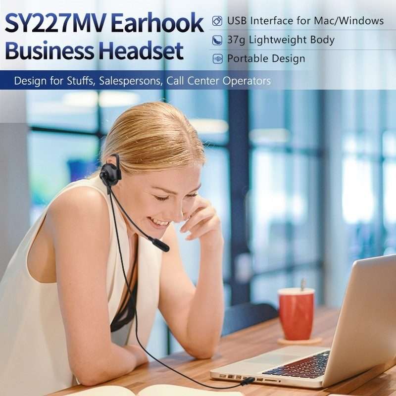 SOYTO SY227 Single-side Operator Ear Hook Headset Corded Computer Headset, Interfaces: Separation