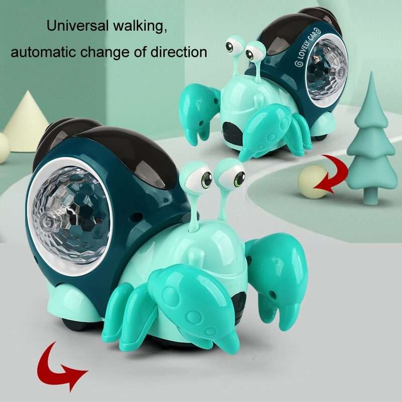 Crawling Hermit Crab Educational Electrical Toys Universal Music Light Projection Carto ... (Blue)