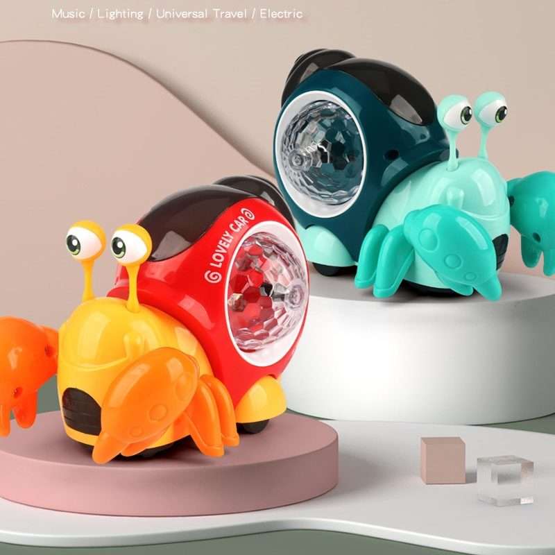 Crawling Hermit Crab Educational Electrical Toys Universal Music Light Projection Car ... (Orange)